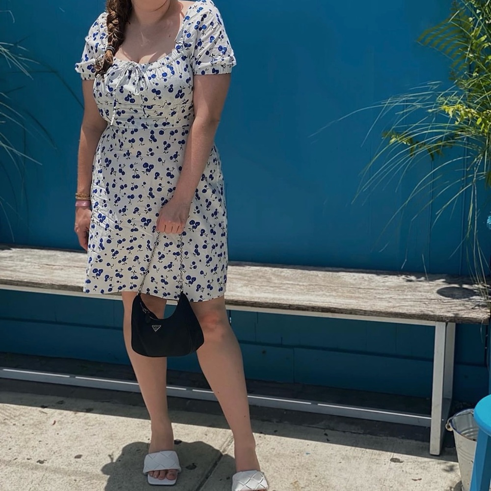 Floral Blue and White Dress